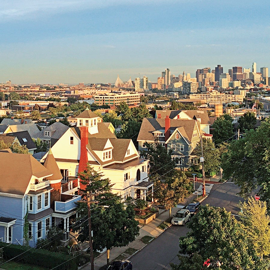 Somerville and Cambridge area aerial view